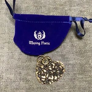 New Waxing Poetic Large Heart Charm with Blue Waxing Poetic Pouch